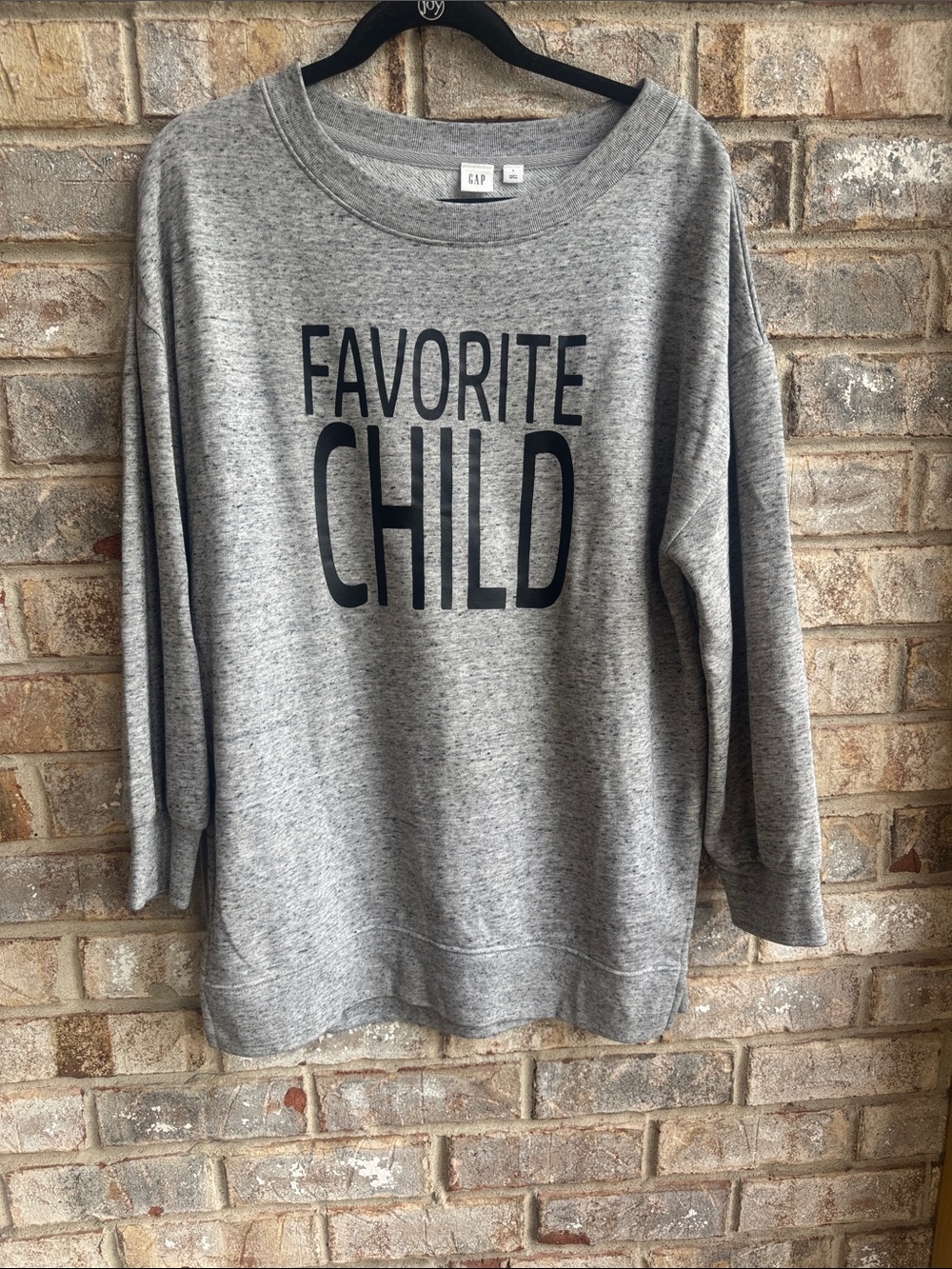 GAP Gray Sweatshirt with black "Favorite Child" Print